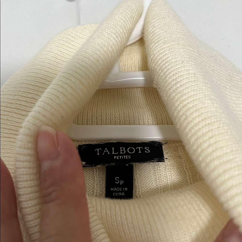 Talbots Cream Ribbed Turtleneck - Picture 6 of 7